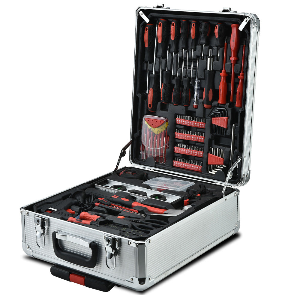 Nine hundred and twenty five piece tool kit in silver aluminum case on wheels. 